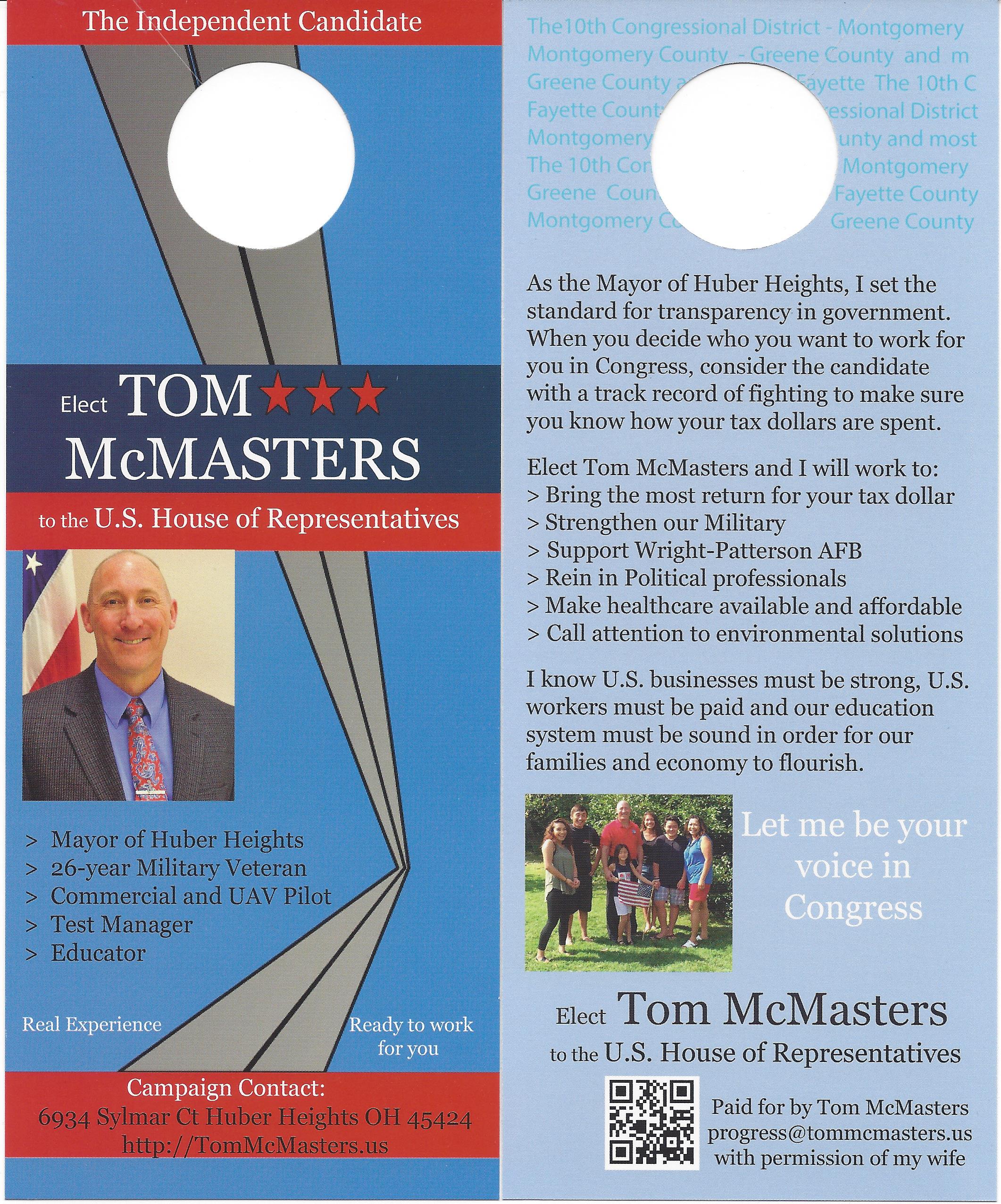 McMasters for Congress door hangers
